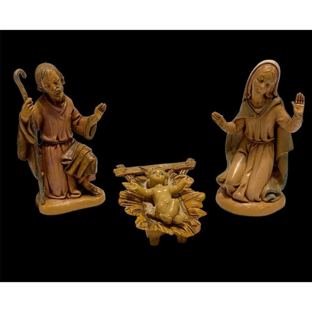 1983 4” FONTANINI ITALY HOLY FAMILY NATIVITY Manger FIGURES Jesus Mary Joseph
